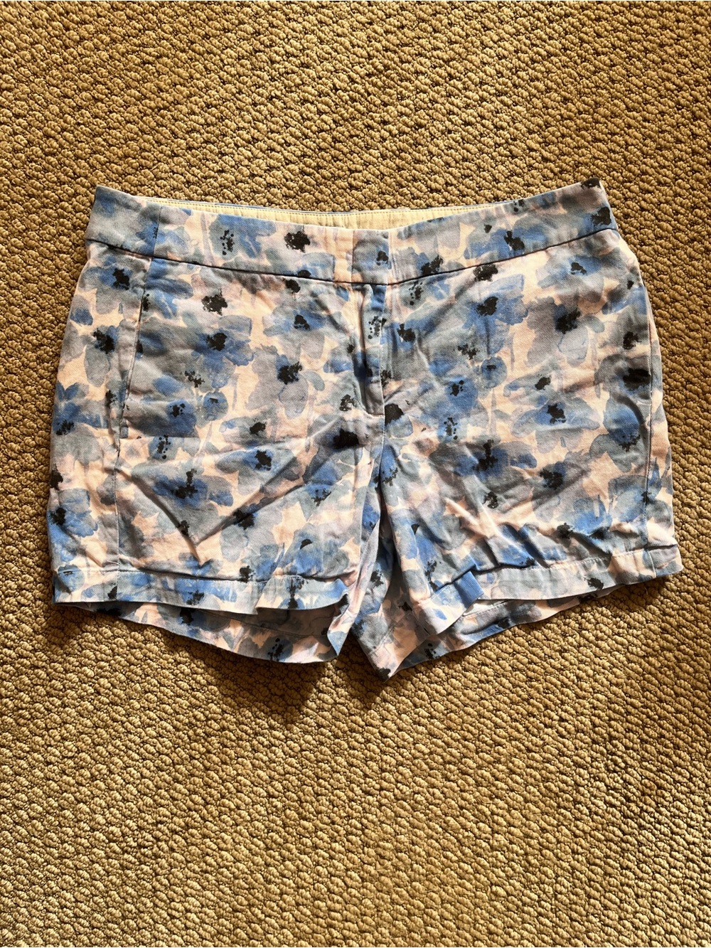J. Crew Blue and White Floral Cotton Blend Shorts